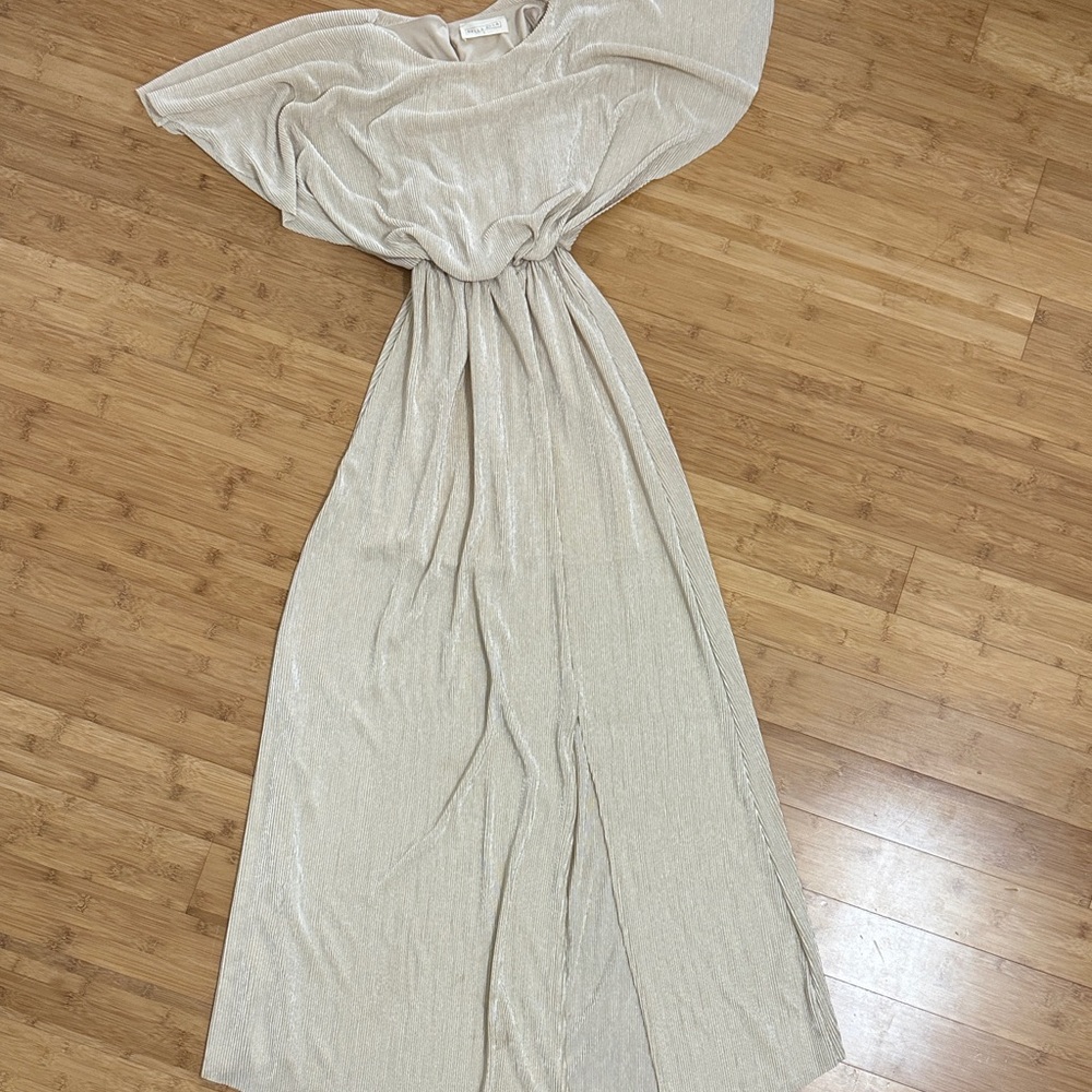 Elegant champagne Maxi Dress - worn for engagement pictures!